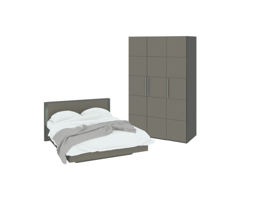 Спальный гарнитур стандартный набор «Наоми», фон серый, джут