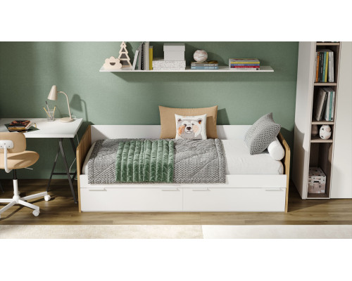 Кровать «Порто» 800, Яблоня Беллуно, Белый софт