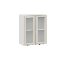 Шкаф навесной 600 c двумя дверями со стеклом «Белладжио», Белый, Софт панакота