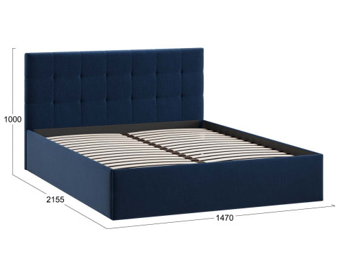 Кровать без ПМ «Джоли» 140 Тип 1 (без подъемного механизма), микровелюр Wellmart Blue Кровать без ПМ «Джоли» 140 Тип 1 (без подъемного механизма), микровелюр Wellmart Blue