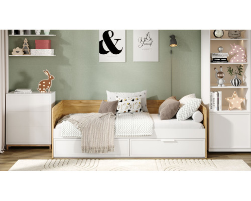 Кровать «Стелла», Белый холст, Белый Жемчуг, Яблоня Беллуно