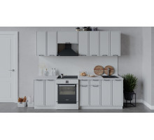 Кухонный гарнитур «Белладжио» длиной 240 см, белый, фон белый