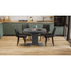 Стол обеденный раздвижной «Хилтон» Тип 1, графит матовый, стекло матовое серое