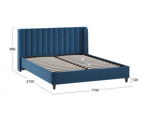 Кровать с ПМ «Шанель» 160 (с подъемным механизмом), Микровелюр Wellmart Blue