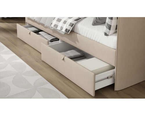 Кровать с мягкой обивкой «Молли» 80*200 Тип 1, Микровелюр Scandi Cream 03