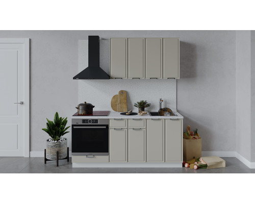 Кухонный гарнитур «Белладжио» длиной 180 см со шкафом НБ, белый, софт панакота