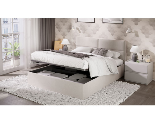 Кровать с ПМ «Глосс» Тип 1,1600 (с подъемным механизмом),велюр Confetti Cream