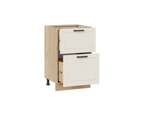 Шкаф напольный с двумя ящиками «Лорас», дуб крафт золотой, холст брюле