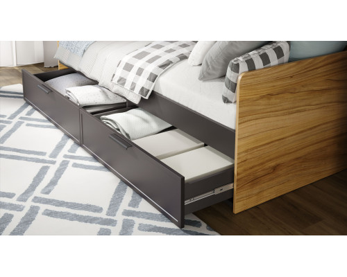 Кровать «Стелла», Серый вулкан, Фон Серый, Яблоня Беллуно