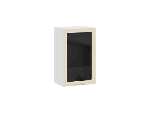 Шкаф навесной 450 c одной дверью со стеклом «Габриэлла», Белый, Крем