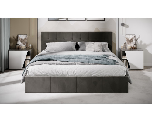 Кровать с ПМ «Эмма», 180 (с подъемным механизмом) с заглушиной, Велюр Confetti Stone