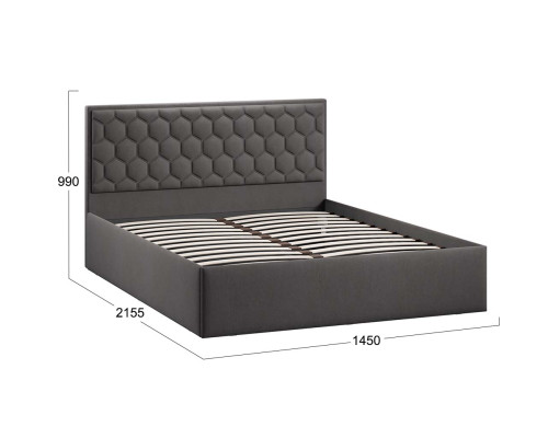 Кровать без ПМ «Порто» 140 (без подъемного механизма), велюр графит