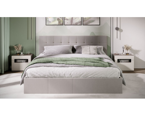 Кровать с ПМ «Эмма», 180 (с подъемным механизмом) с заглушиной, Велюр Confetti Smoke