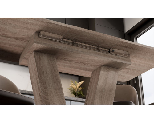 Стол раздвижной «Чинзано» Тип 1,Дуб сонома трюфель/стекло бежевое матовое