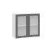 Шкаф навесной 800 c двумя дверями со стеклом «Кимберли», Белый, Титан