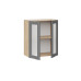 Шкаф навесной 600 c двумя дверями со стеклом «Кимберли», Дуб Крафт золотой, Титан