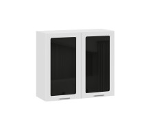 Шкаф навесной 800 c двумя дверями со стеклом «Габриэлла», Белый, Сноу