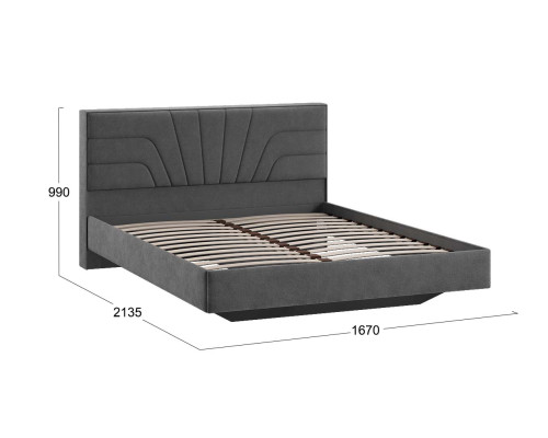 Кровать без ПМ «Пандора» 160 Тип 1 (без подъемного механизма), Микрошенилл Relax Graphite