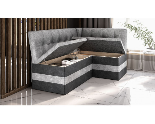 Скамья угловая «Оскар» исп. 2, микровелюр Wellmart Silver, Graphite