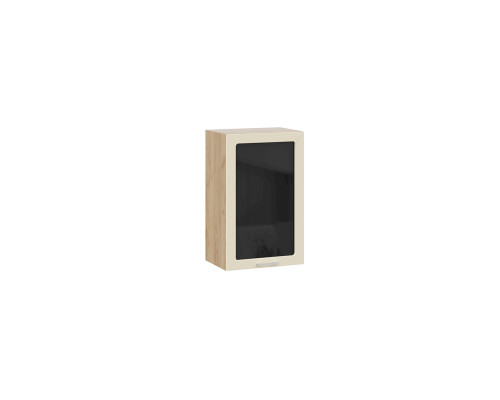 Шкаф навесной 450 c одной дверью со стеклом «Габриэлла», Дуб Крафт золотой, Крем