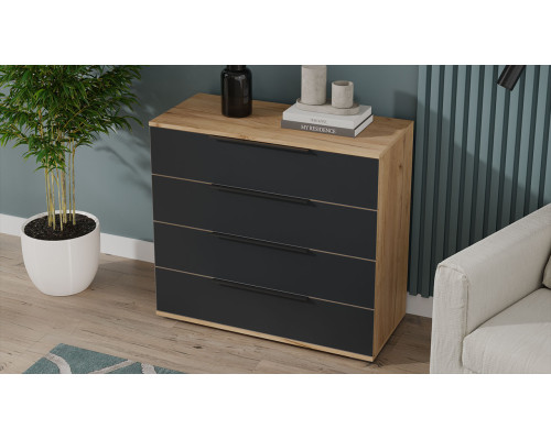 Комод «Джоли», Дуб Крафт золотой, Графит матовый