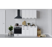Кухонный гарнитур «Лорас» длиной 180 см со шкафом НБ, Белый, Холст белый