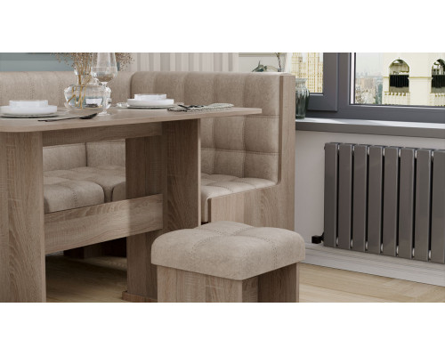 Кухонный уголок «Флорида», дуб сонома трюфель, микровелюр Wellmart Dark Beige