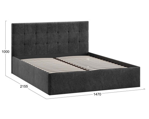 Кровать без ПМ «Джоли» 140 Тип 1 (без подъемного механизма), микровелюр Wellmart Graphite Кровать без ПМ «Джоли» 140 Тип 1 (без подъемного механизма), микровелюр Wellmart Graphite