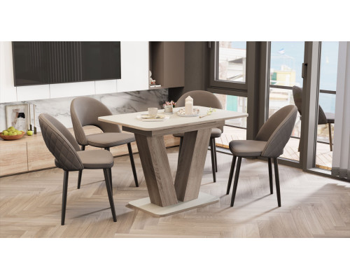 Стол раздвижной «Чинзано» Тип 1,Дуб сонома трюфель/стекло бежевое матовое