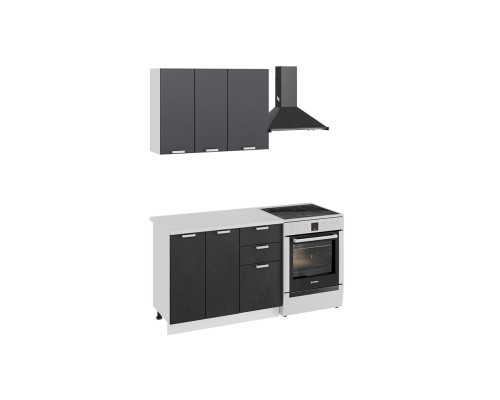 Кухонный гарнитур «Гранита» 1000 стандартный набор, белый/Бетон графит