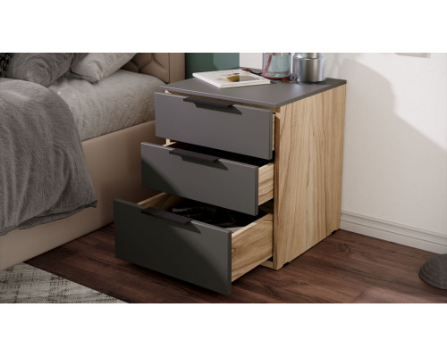 Тумба прикроватная «Порто», Яблоня Беллуно, Графит софт