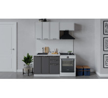 Кухонный гарнитур «Белладжио» длиной 160 см, белый, фон белый, софт графит