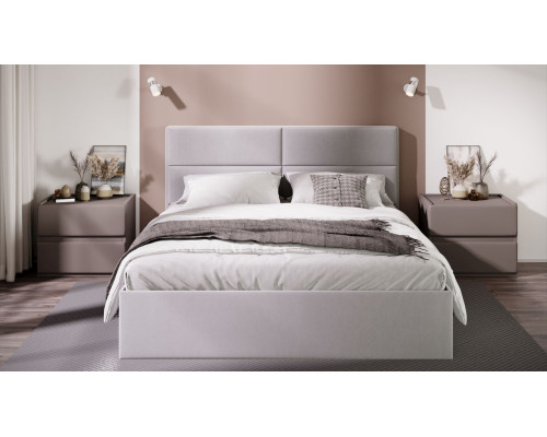 Кровать без ПМ «Глосс» 160 Тип 1 (без подъемного механизма), велюр Confetti Silver