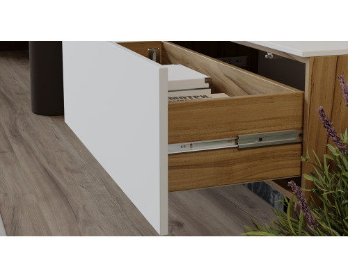 Тумба для теле- и радиоаппаратуры «Порто», Яблоня Беллуно, Белый софт