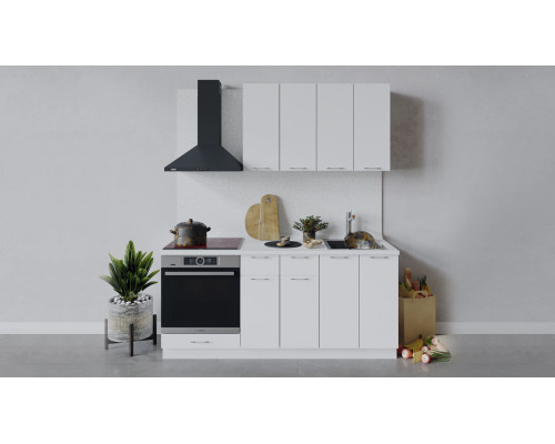 Кухонный гарнитур «Весна» длиной 180 см со шкафом НБ, Белый глянец