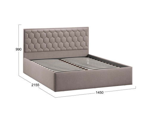 Кровать без ПМ «Порто» 140 (без подъемного механизма), велюр мокко темный