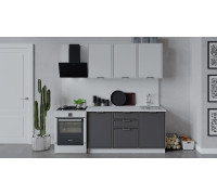 Кухонный гарнитур «Белладжио» длиной 150 см,белый/фон белый/софт графит