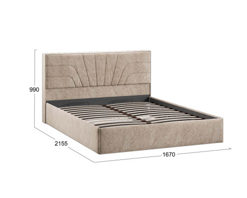 Кровать с ПМ «Пандора» 160 Тип 1 (с подъемным механизмом), Микровелюр Wellmart Dark Beige