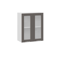 Шкаф навесной 600 c двумя дверями со стеклом «Кимберли», Белый, Муссон