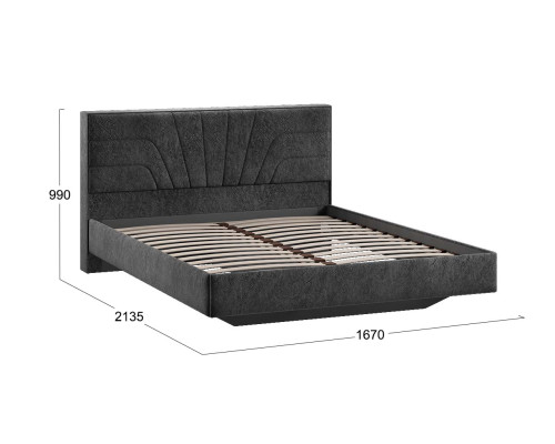 Кровать без ПМ «Пандора» 160 Тип 1 (без подъемного механизма), Микровелюр Wellmart Graphite