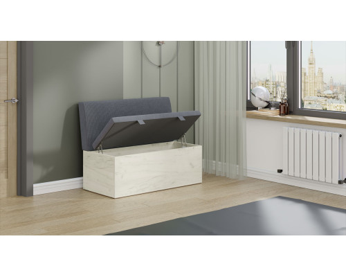 Скамья прямая «Мальта», дуб крафт белый, микровелюр Linea Grande 83/Connect 83 (серый)