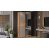 Шкаф-купе 1182 с 1 глухой и 1 зеркальной дверями «Оскар Скания», ручка черная, дуб крафт золотой, кашемир,дуб тортугга