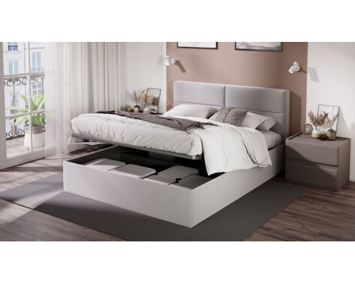 Кровать с ПМ «Глосс» Тип 1,1600 (с подъемным механизмом),велюр Confetti Silver