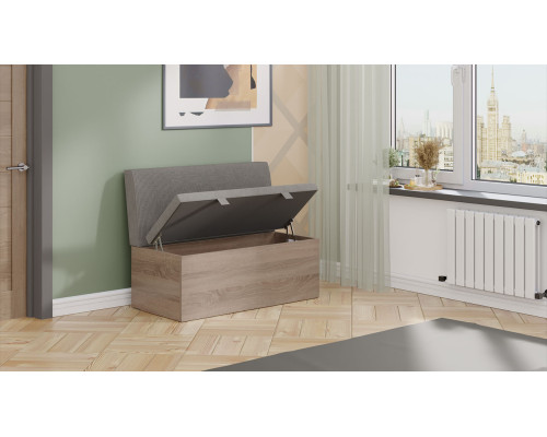 Скамья прямая «Мальта», дуб сонома трюфель, микровелюр Linea Grande 25/Connect 25 (мокко)