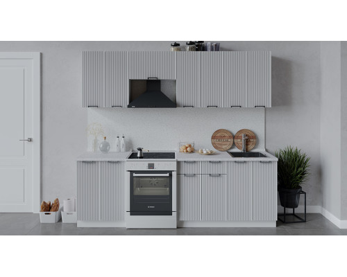 Кухонный гарнитур «Кимберли» длиной 240 см, белый, сноу