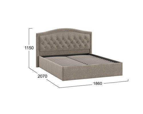 Кровать без ПМ «Адель»,1600 тип 1 (без подъемного механизма),велюр мокко темный
