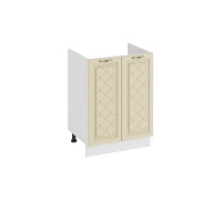 Шкаф напольный с двумя дверями (под накладную мойку) 600 «Бьянка», Белый, Дуб ваниль