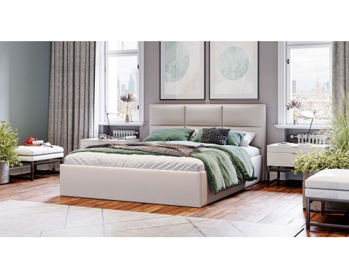 Кровать с ПМ «Стелла»1600 тип 1 с заглушиной, велюр Confetti Cream
