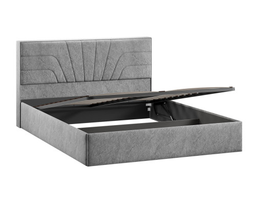 Кровать с ПМ «Пандора» 160 Тип 1 (с подъемным механизмом), Микровелюр Wellmart Silver