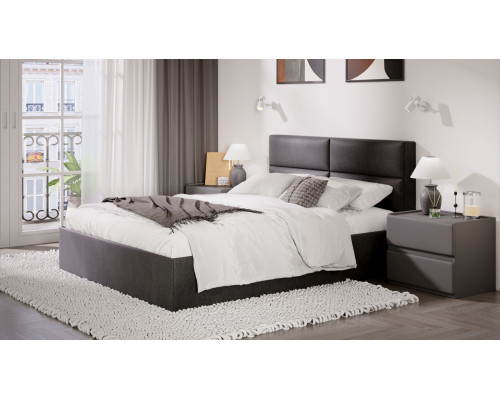 Кровать с ПМ «Глосс» 160 тип 1 (с подъемным механизмом) с заглушиной, велюр графит